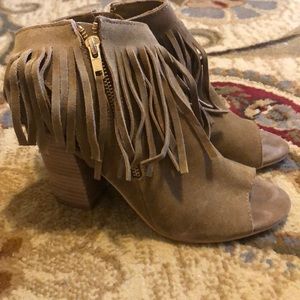 Suede fringe booties